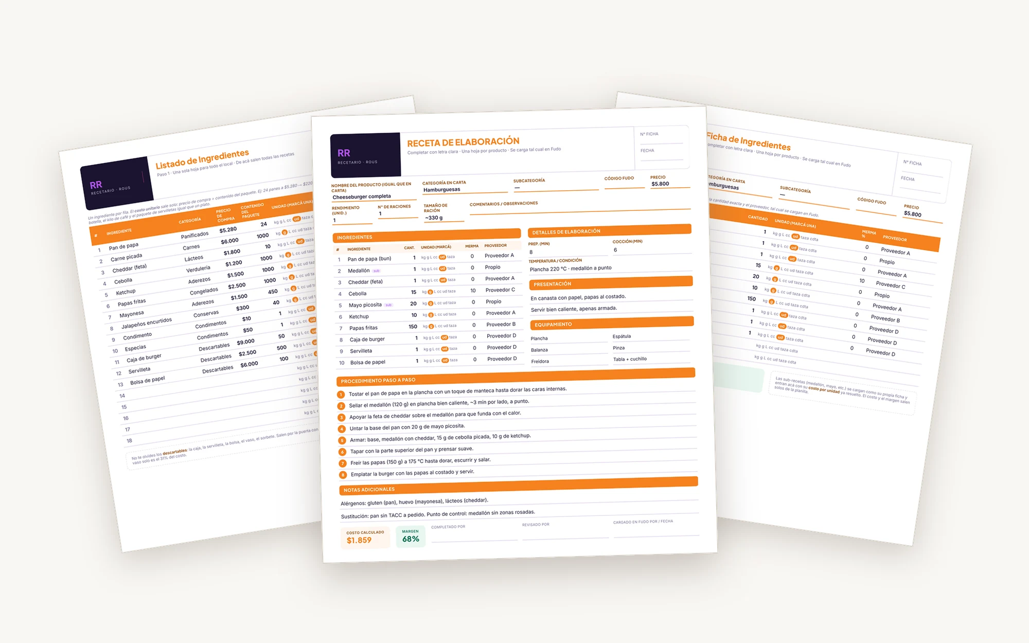 Recetario, fichas imprimibles y portal incluidos en tu implementación