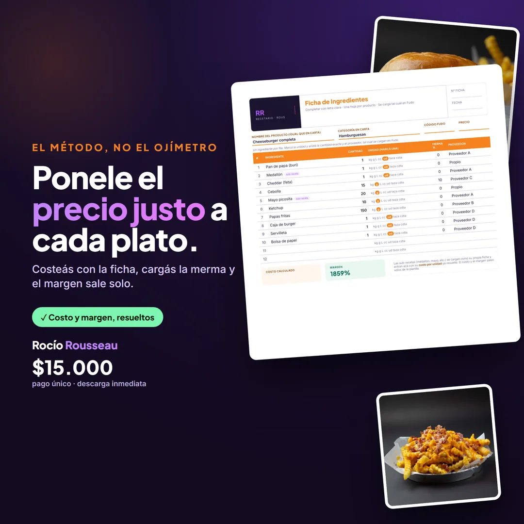 Recetario — costeá tus recetas y sabé tu margen