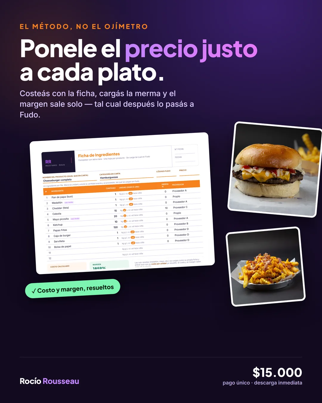 Portada del recetario — costeá tus recetas y sabé tu margen real