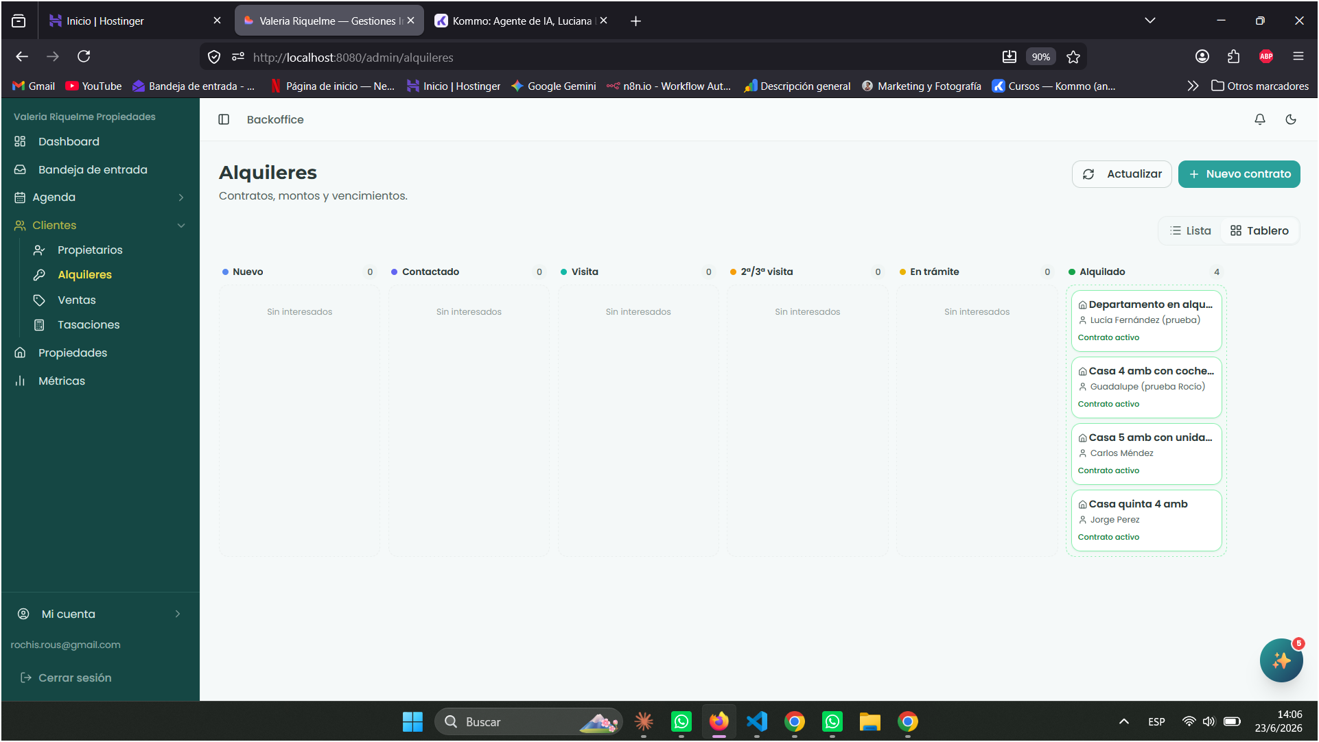 Gestión de alquileres y contratos en el CRM